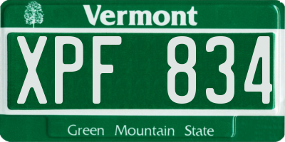 VT license plate XPF834