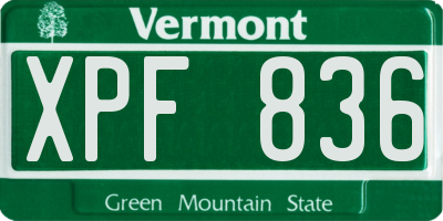 VT license plate XPF836