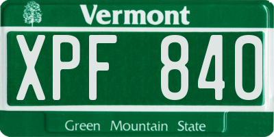 VT license plate XPF840
