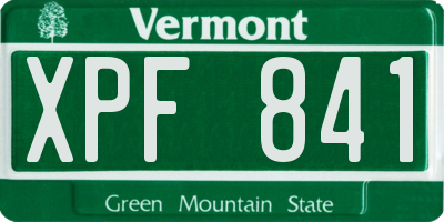 VT license plate XPF841