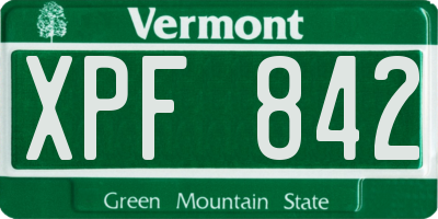 VT license plate XPF842