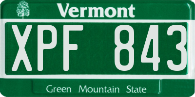 VT license plate XPF843