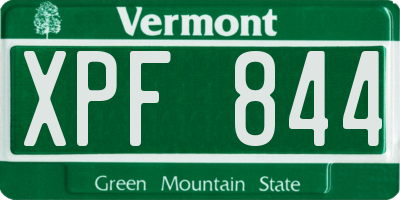 VT license plate XPF844