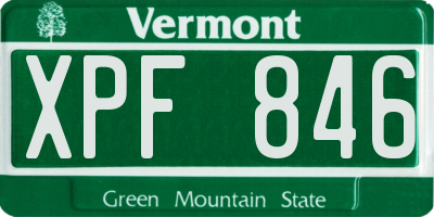 VT license plate XPF846