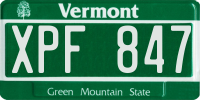 VT license plate XPF847