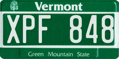 VT license plate XPF848