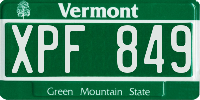 VT license plate XPF849
