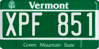 VT license plate XPF851