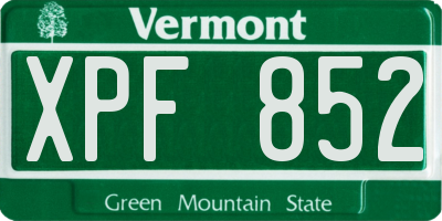 VT license plate XPF852