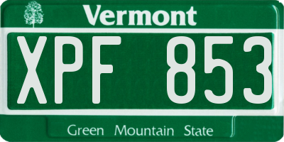 VT license plate XPF853