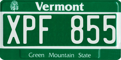 VT license plate XPF855
