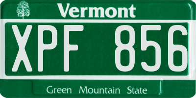 VT license plate XPF856
