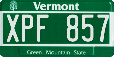 VT license plate XPF857