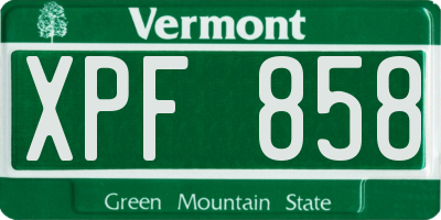 VT license plate XPF858