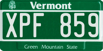 VT license plate XPF859