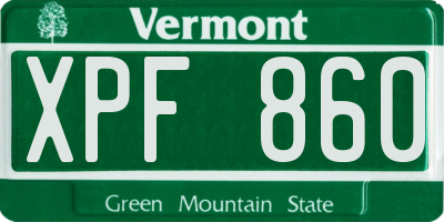 VT license plate XPF860
