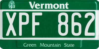 VT license plate XPF862