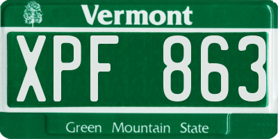 VT license plate XPF863