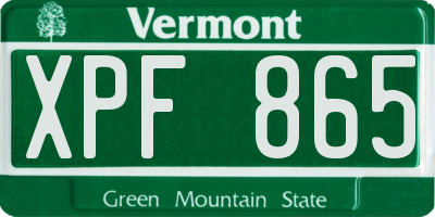 VT license plate XPF865