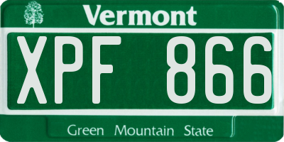 VT license plate XPF866