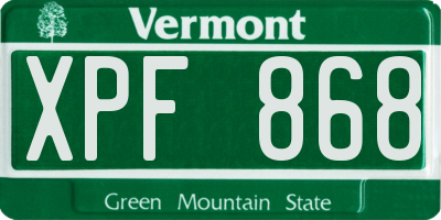 VT license plate XPF868
