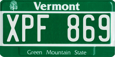 VT license plate XPF869