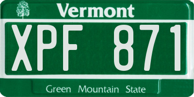VT license plate XPF871