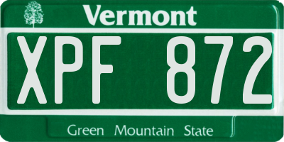 VT license plate XPF872