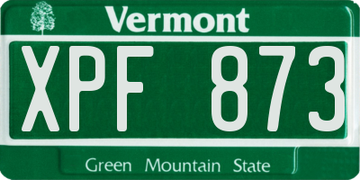 VT license plate XPF873