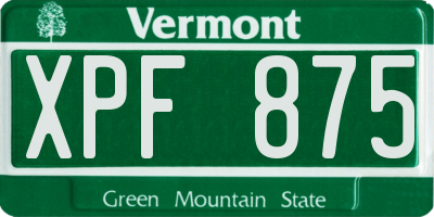 VT license plate XPF875