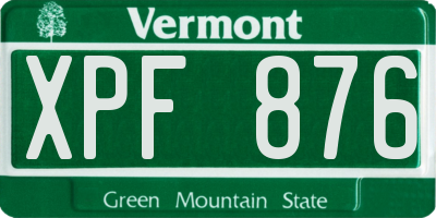 VT license plate XPF876