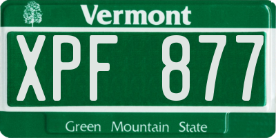 VT license plate XPF877