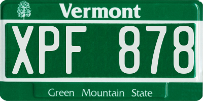 VT license plate XPF878
