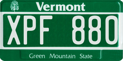 VT license plate XPF880