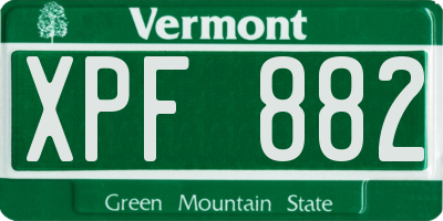 VT license plate XPF882