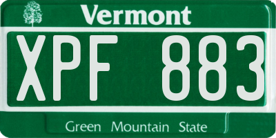 VT license plate XPF883