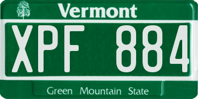 VT license plate XPF884