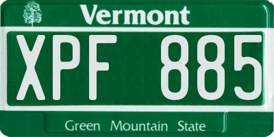 VT license plate XPF885