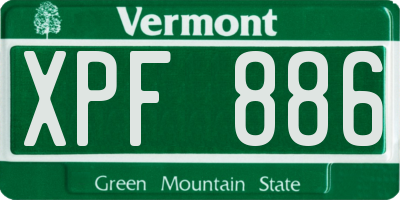 VT license plate XPF886