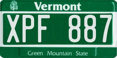 VT license plate XPF887