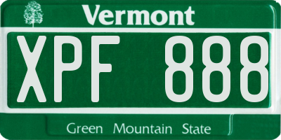 VT license plate XPF888