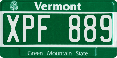 VT license plate XPF889