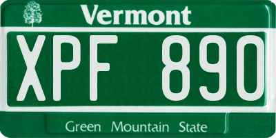 VT license plate XPF890
