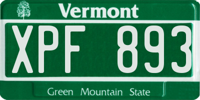 VT license plate XPF893