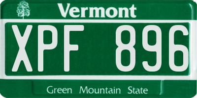 VT license plate XPF896