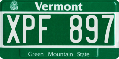 VT license plate XPF897