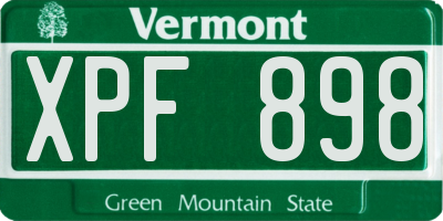 VT license plate XPF898