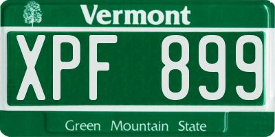 VT license plate XPF899
