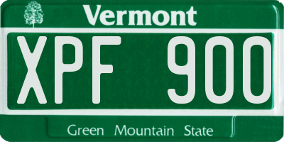 VT license plate XPF900