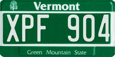 VT license plate XPF904